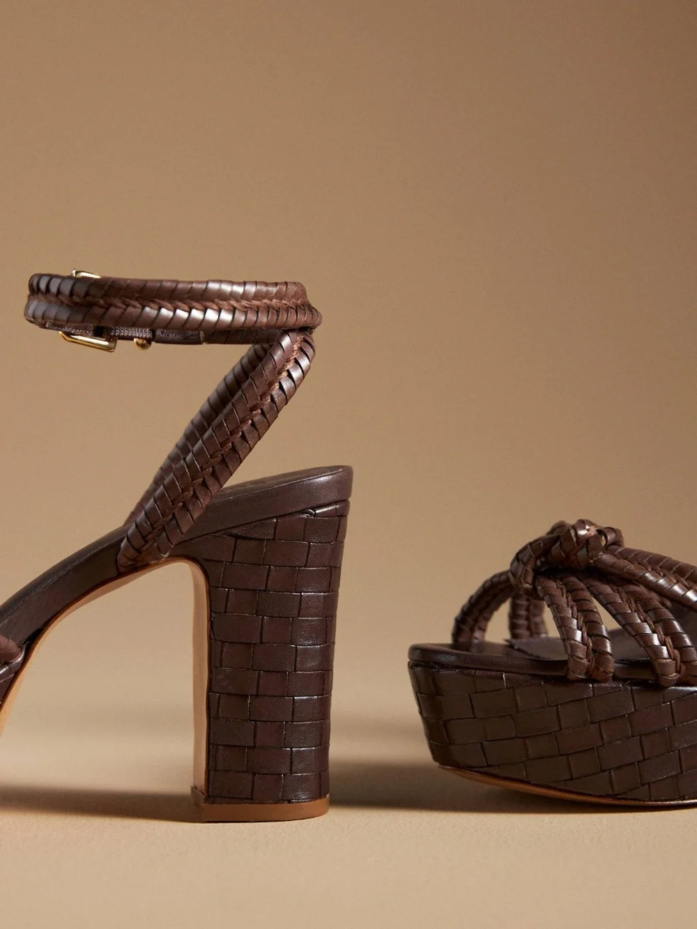Schutz Kathleen Woven Ankle-Strap Platform Sandals SIZE 9